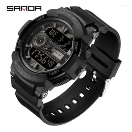 Wristwatches 2024 Sports Men's Watches Top Brand Dual Display Watch 50M Waterproof Wristwatch For Male Clock Relogio Masculino SANDA 6082