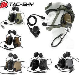 Talkie TACSKY COMTAC II Helmet Holder Silicone Earmuffs Noise Reduction Pickup Tactical Headset and WalkieTalkie PTT Adapter U94PTT