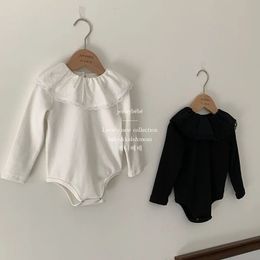 Autumn Spring Korean Style Climbing Suit Long Sleeved Cotton Solid Color born Baby Girls Bodysuits 0-24M Baby Girl Clothing 240115