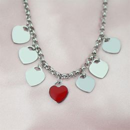 7 Hearts 10mm Necklace Women Seven Stainless Steel Couple Blue Green Pink Red Pendant Jewelry Christmas Gifts for Woman Accessorie306D