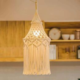 Handmade Macrame Light Shade Chandeliers Hanging Light Cover Boho Chic Light Shade Macrame Woven Tapestry Home Room Decoration 240115