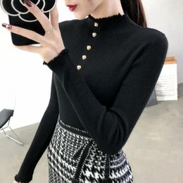 Women's Blouses Women Elastic Top Half High Collar Sweater Chic Cosy Knit Tops Slim Fit Soft For Fall