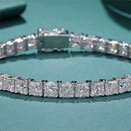 VOAINO 14K 9K Gold 0.1Ct Princess Cut White Moissanite Diamond Jewellery Custom Cheap Tennis Bracelet 3Mm