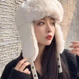 Berets Stylish Plush Cap Winter Warm Hat Cosy Thicken Earflap Ski For Outdoor Activities Soft Cold-proof Ear Protector