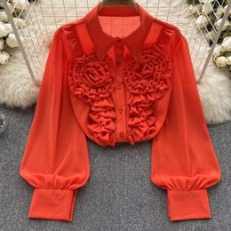 Women's Blouses Autumn Fashion Women Casual Elegant Shirts Tops Vintage Chic Chiffon Solid Kawaii Female Party Tee Blusaa