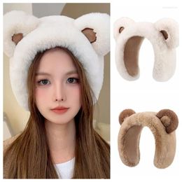 Berets Winter Womens Cartoon Plush Bear Warm Earmuffs Girls Cold-proof Ear Protector Cover Windproof Earflap Make Up Hairband