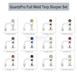 10mm 14mm Full Weld Terp Slurper Banger With Spinning Marble Beads - Nice Buddy Weldless Neck Quartz Smoke Pipe Glass Dab Rig Water Bong Nail Accessory Set