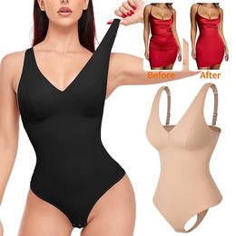 Womens Binders Shapers Body Shapewear Thong Sexy Bodysuit Slimming Underwear Waist Trainer Shaper Modeling Strap Corset 240113