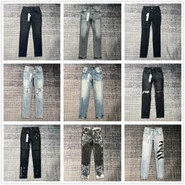 lila jeans designer jeans män designer jeans för män kvinnor byxor lila märke jeans sommarhål 2023 ny stil broderi självodling och små fötter mode