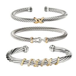 DY Womens Bangles Bracelet 1 High Quality X Station Cable Cross Series Retro Ethnic Ring Pendant Punk Jewellery 240115