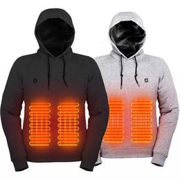 Outdoor Electric USB Heating Sweaters Hoodies Men Winter Warm Heated Clothes Charging Heat Jacket Sportswear 240115