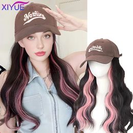 XIYUE Hat wig highlight dyeing fashionable women's baseball cap wig women's long hair full head cover240115