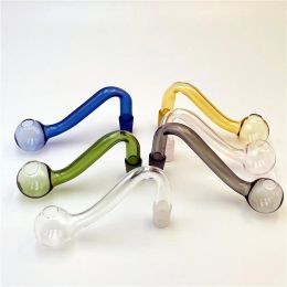 10mm Male Colorful Glass Oil Burner Pipe Pyrex Tobacco Bent Bowl Hookahs Adapter Thick Bong Pipes Smoking Shisha Tube Smoke Accessories ZZ