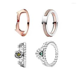 Cluster Rings 2024 925 Silver Ring Classic Luxury Charm Women's Jewelry Personalized Fashion Banquet Party Pink Petal Fine Gift