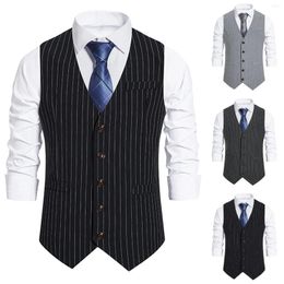 Men's Tank Tops Retro Autumn Striped Vest Single-breasted Suit Winter And Casual Spandex Shirts For Men