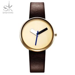 cwp 2021 Shengke Top Brand Luxury Simple Wrist Watch Brown Leather Women Causal Style Fashion Design Watches Female217t