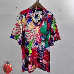 Print Red Short Shirts Men Women Hawaii Shirt Beach Casual Clothes