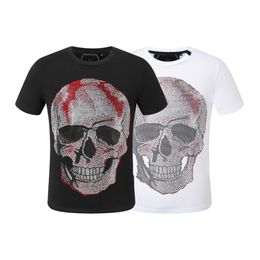 PP Fashion Men's Designer slim fit T-shirt Summer rhinestone Short Sleeve Round Neck shirt tee Skulls Print Tops Streetwear collar Polos M-xxxL P2172