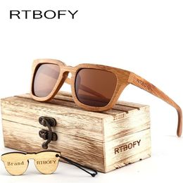 RTBOFY 2017 Wood Sunglasses Men Square Bamboo Sunglasses Vintage Wood HD Lens Frame Handmade Sun Glasses For Men Eyewear Oculos2465