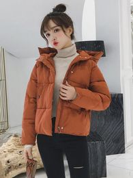 Women's Trench Coats Thick Solid Hooded Sustans Casual Cute Zipper Parkas Autumn Korean Style Office Lady Winter Clothes Women In Puffer