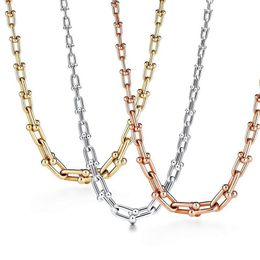 Memnon Jewelry 925 Sterling Silver Chain Necklaces For Women U-shaped Graduated Link Necklace With Rose Gold Color Whole188K