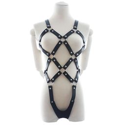 Adjustable Women Full Body Harness Leather Open Crotch Sexy Catsuit Sex Fetish Bondage Restraints Teddy Lingerie Erotic Costumes215w