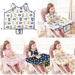 Baby waterproof sleeveless bibs Coverall with Table Cloth Cover Dining Chair Gown Saliva Towel Burp Apron born Smock 240115