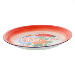 Dinnerware Sets Enamel Round Plate Chinese Style Fruits Vegetables Tray