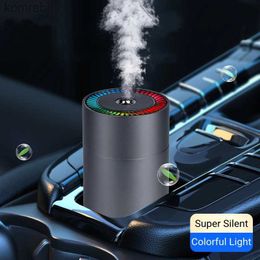 Humidifiers USB Car Air Humidifier with Colourful Light Auto Onboard Start-stop Heavy Fog Mini Aromatherapy Diffuser Fragrance HumidificadorL240115