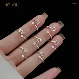 Cluster Rings Neixiu 925 Sterling Silver 26 Letter Ring Sparkling Zircon Open Index Finger Your Name Birthday Party Jewelry Gift Wholesale