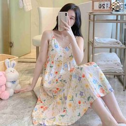 Women's Sleep Lounge Slip Nightdress Women Summer Pyjamas Cotton Plus Size Thin Homewear Robe Dress Women Lingerie Sexy Nightgown Mori Nightwear