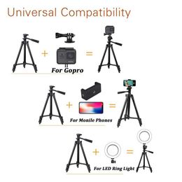 Tripods NA-3120 Phone Tripod Stand 40inch Universal Photography for iPhone Samsung Huawei Phone Aluminium Travel Tripode ParLF