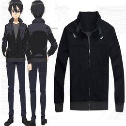 Cartoon Character COS Sword Art Online Kirito High Quality Anime Cosplay Costume Coat Hoodie Black Halloween290Q