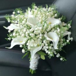 Flowers Wedding Flower Bouquet for Bride Accessories Calla Lily Bridal Bouquet Bridesmaids White Tulip Valley Marriage Decoration