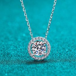 KNOBSPIN Necklace Halo Pendant 0.5ct Sterling Silver D VVS1 Lab Diamond with GRA Certificate Necklace for Women 240115