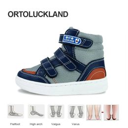 Boy Orthopaedic Shoes For Kids Ortoluckland Child Autumn Sports Footwear Girl Sneaker Leather Arch Support and Corrective Insoles 240115