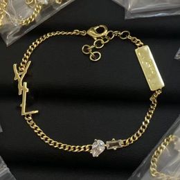 Original designer Girlsl women diamond letter charm bracelets elegant Love 18K Gold Bangles Y logo engrave bracelet Fashion Jewelry Lady Party