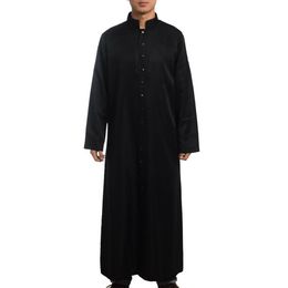 Roman Priest Cassock Costume Catholic Church Clergy Black Robe Gown Clergyman Vestments Single Breasted Button Adult Men Cosplay2953