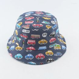 Berets Breathable Cotton Bucket Hats Kids Summer Sun Hat Baby Boys Girls Cartoon Print Fisherman Caps