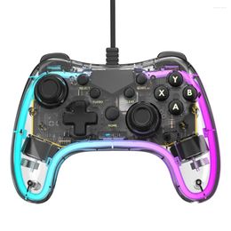 Game Controllers RGB Wired Controller With Turbo Function Transparent Gamepad Anti-wear Rocker Gaming Accessories For PS Switch