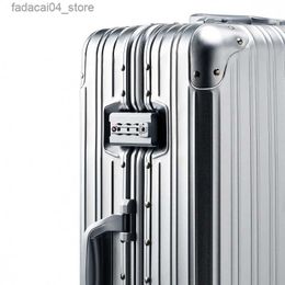 Suitcases Unisex All Aluminium Frame Travel Suitcase On Mute Wheels Password Business Rolling Luggage Case Large Bags Trunk Dropshipping Q240115