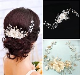 Headpieces Bridal handmade pearl tiara white pearl leaf wedding dress accessory hair band