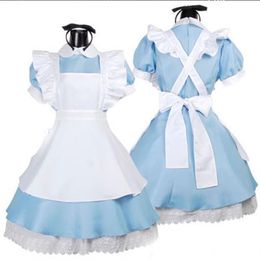 Japanese -Selling Fancy Girls Alice In Wonderland Fantasy Blue Light Tone Lolita Maid Outfit Maid Costume Maid Dress231G