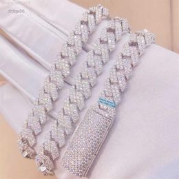 Custom Made Solid Silver 10mm Width Necklace Jewellery S925 Pass Diamond Tester Moissanite Cuban Chain292a