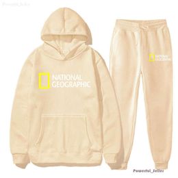 2024 Moda Masculina e Feminina Br Hoodies Moletons National Geographic Channel Sports Set Primavera Outono Duas Peças Homens Ess Sp5der 6645