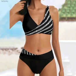 Swim Wear Bikini Split Printed Swimsuit Women's Sexy Fashion Hot Diamond Swimsuit New Swimwear Female Sexy Bikinis Set Push Up SwimmingL240115