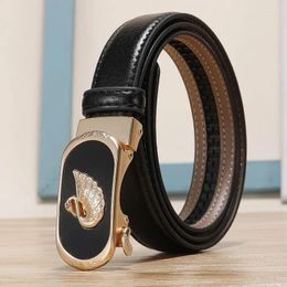 Belts Fashion Ladies Leather Belt Soft Texture Lychee Pattern Automatic Buckle Fine Section Literary Youth Design 2382