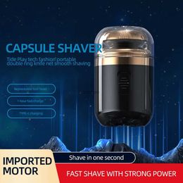 Electric Shaver 2 in 1 Electric Shaver Mini Painless Trimmers Portable Razor For Men Washable Man Pocket Size Wet Dry Double Use Men Beard Razor