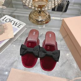 Designer Flat Heels Women Dress Shoes Brand Slippers Bow Fashion Elegant Women Fashion Home Wedding Comfort Shoes White Pink Red