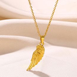 Pendant Necklaces Simple Leaf For Women Girls Gold Color Feather Necklace Stainless Steel Jewelry Birthday Party Gifts